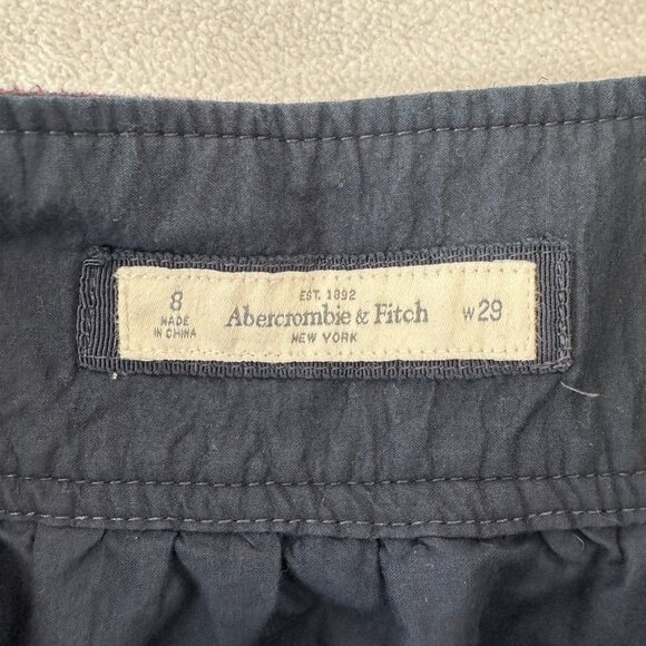 Abercrombie & Fitch Plaid Wool Blend Plaid Mini Skirt Size 8/29 Red Navy Moose - Picture 3 of 13